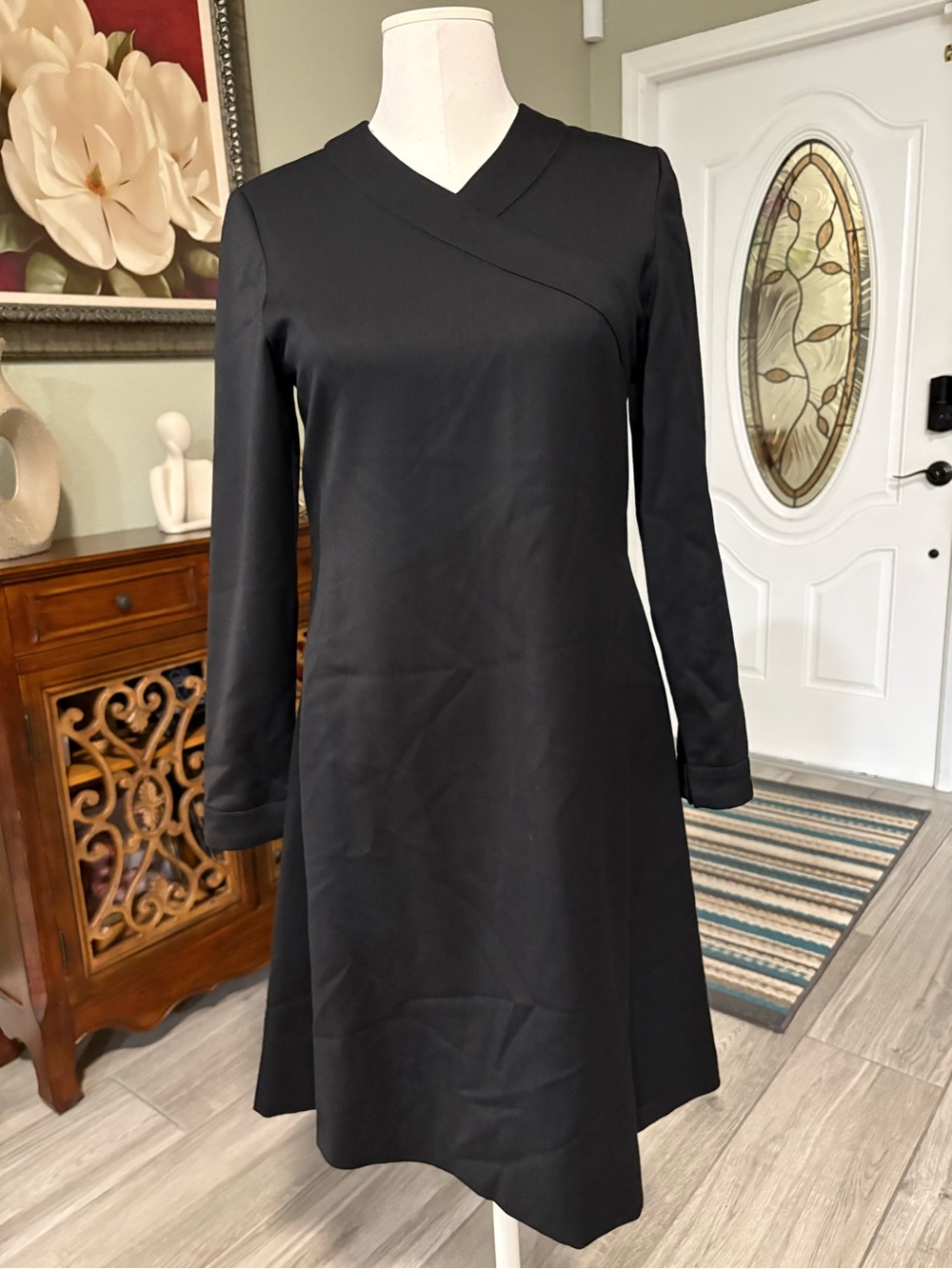 LIHLI Saks Fifth Avenue Black Long-Sleeve A-Line Dress